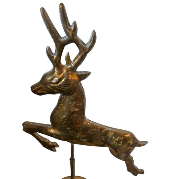 Weather Vane Deer Stag Articulating Stand Solid Brass w Zinc Taiwan Handmade 15" - Picture 2 of 12
